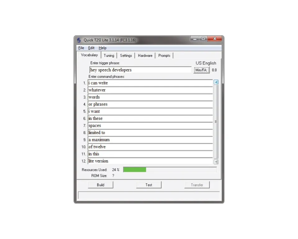 Fortebit EasyVR 3 Plus QT2SI Lite logiciel reconnaissance vocale