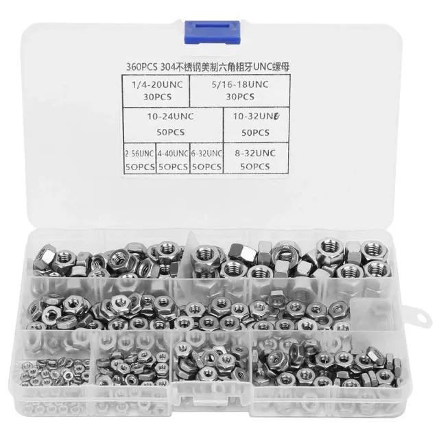 Garosa écrous hexagonaux inox UNC 360 pièces anticorrosion