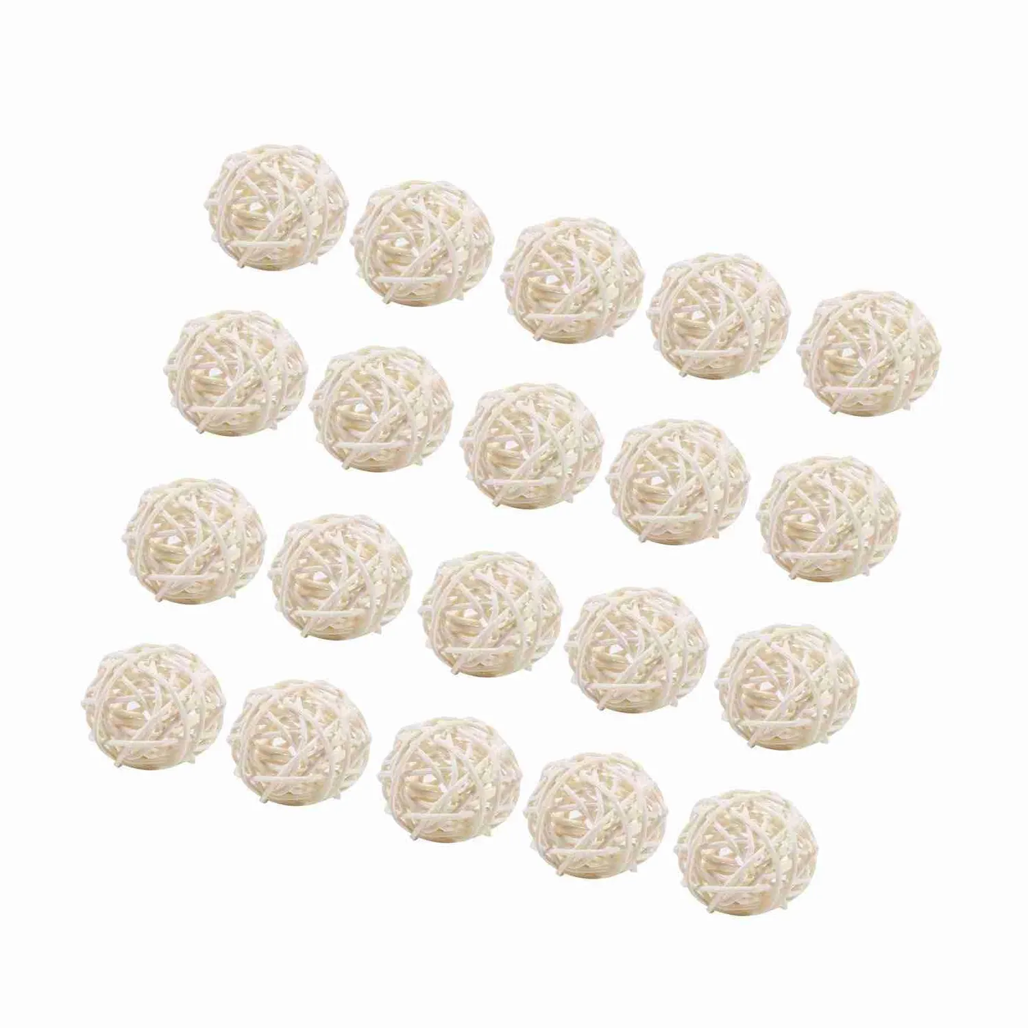 Garosa boules en rotin décoratives blanches lot de 20