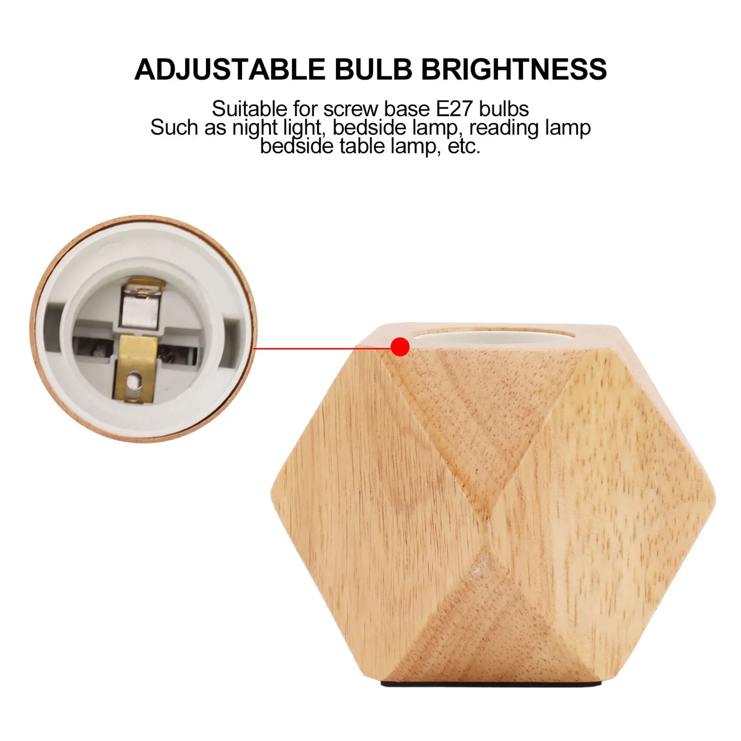 Garosa pied lampe table bois douille E27 diamant