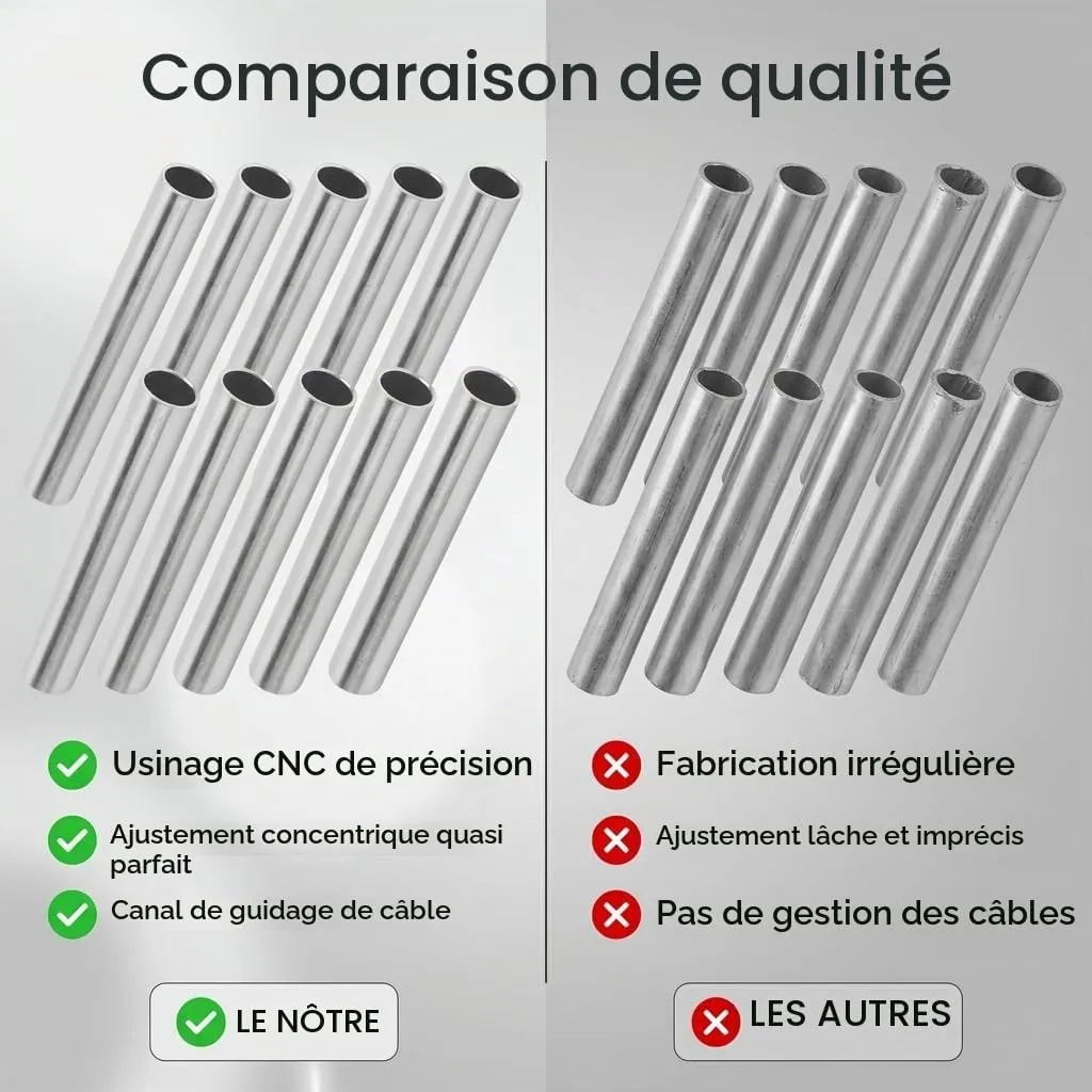 Garosa tube aluminium rond 14 × 12 mm, 100 mm, lot de 10