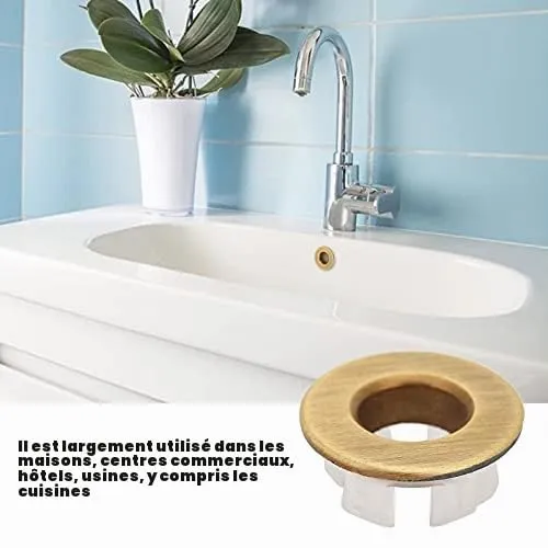 Garosa cache de trop-plein rond lavabo et baignoire bronze huilé