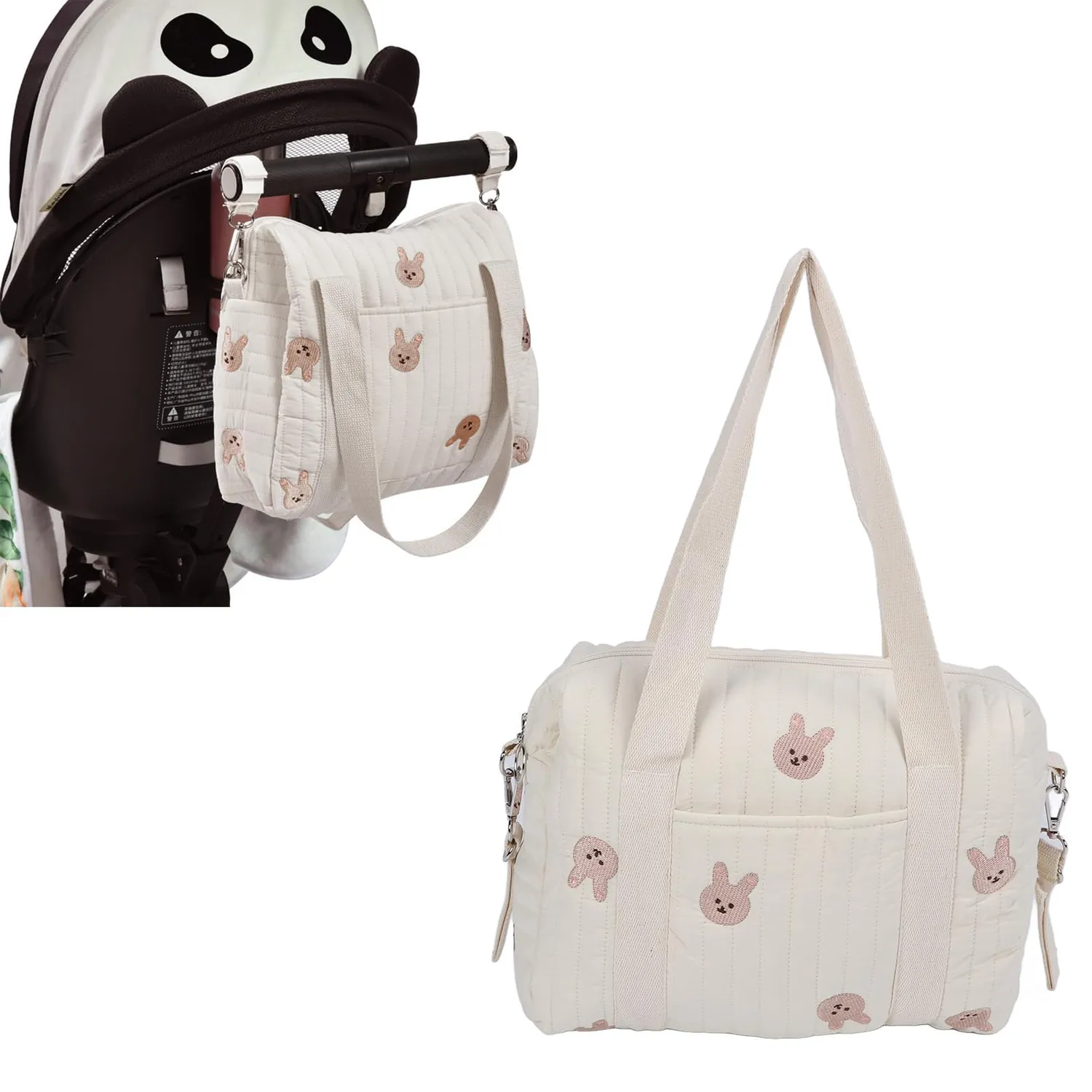 Garosa Sac à Langer Poussette Coton Lapin Grande Capacité