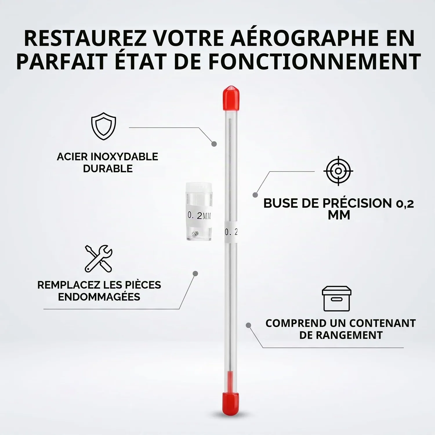 Garosa aiguille et buse d’aérographe 0,2 mm avec boîte