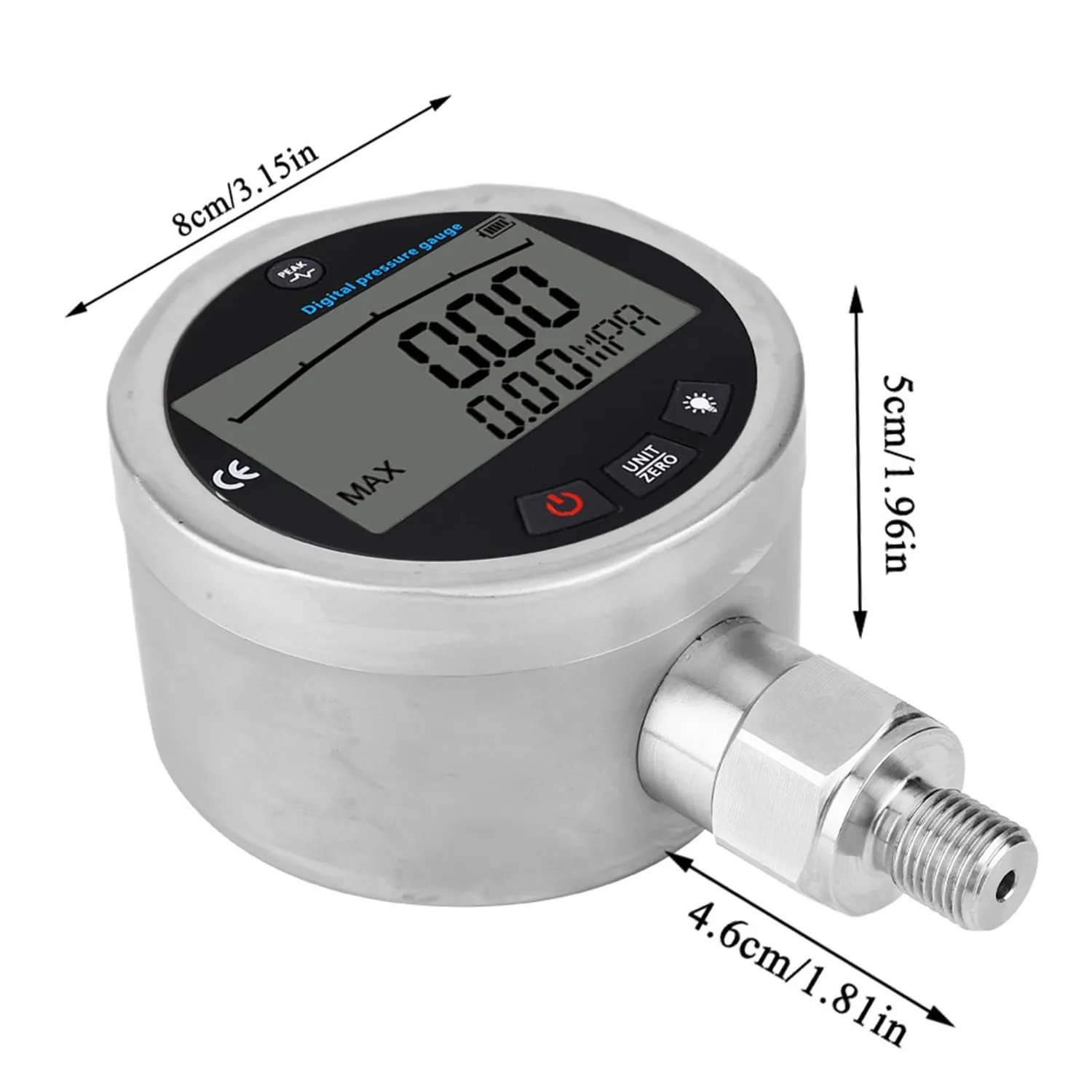 Garosa manomètre numérique 400 bar LCD inox G1/4 IP67
