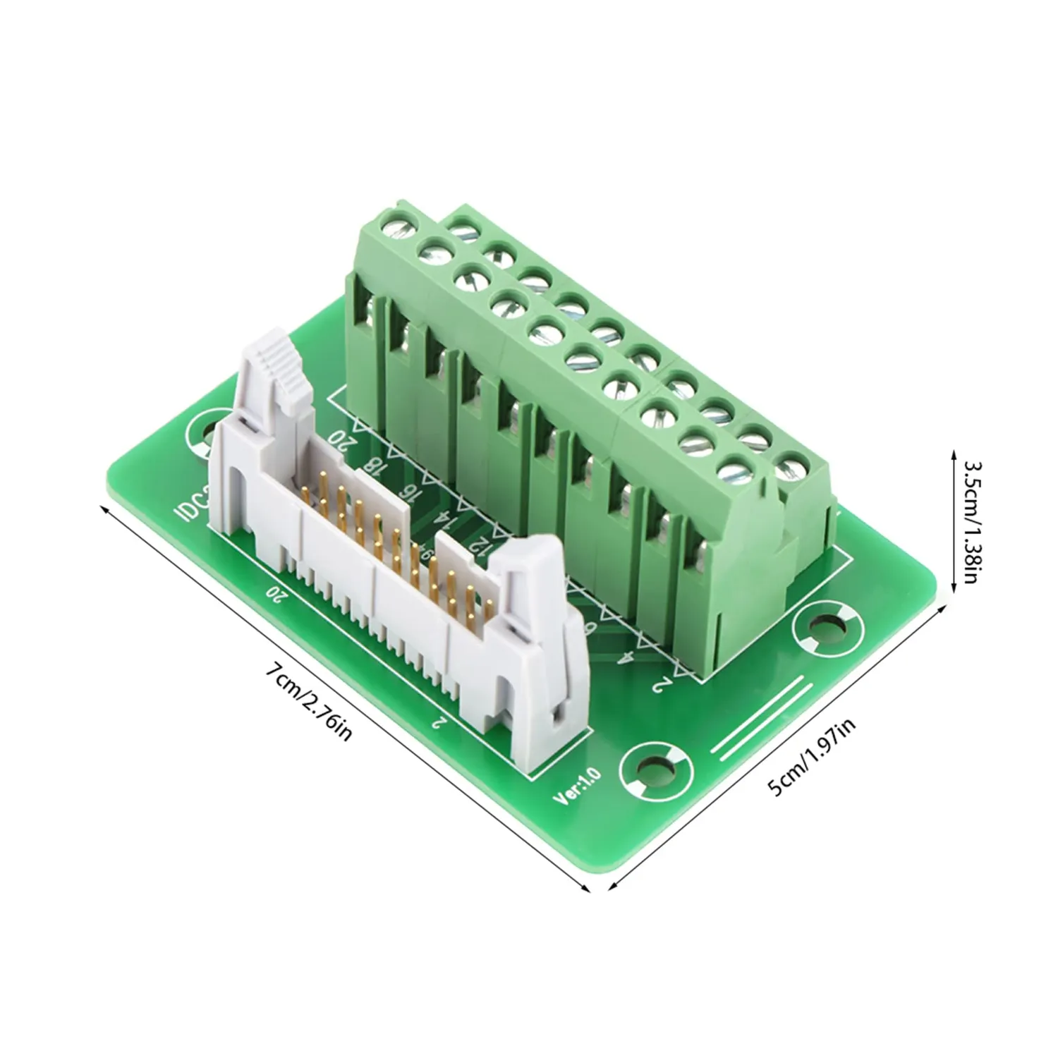 Garosa adaptateur bornier IDC20P 20 broches rail DIN vert