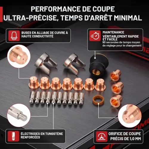 Garosa kit consommables de découpe plasma 24 pièces IPT-60 PT-60