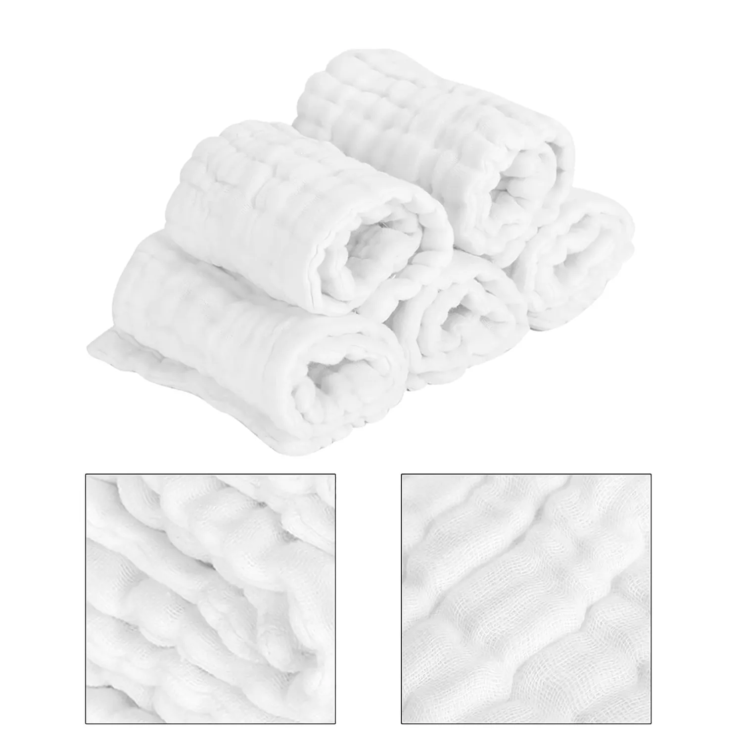 Garosa couches gaze coton bébé lavables lot 5 blanc