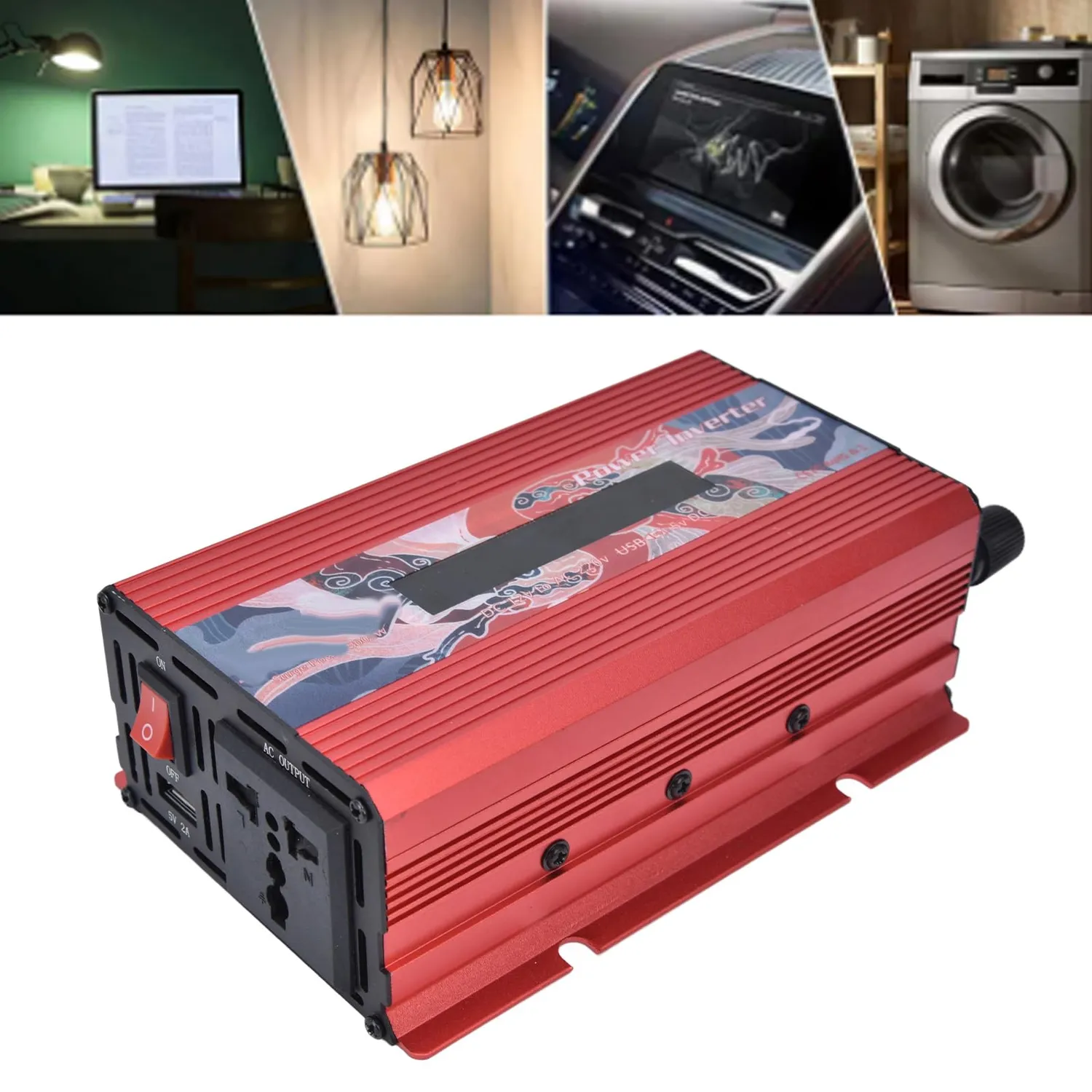 Garosa convertisseur 300 W 12 V 220 V sinusoïde pure rouge