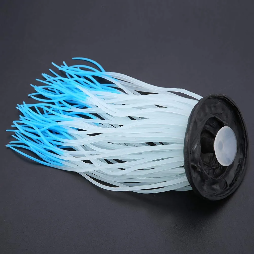 Garosa anémone artificielle d’aquarium bleue en silicone lumineuse