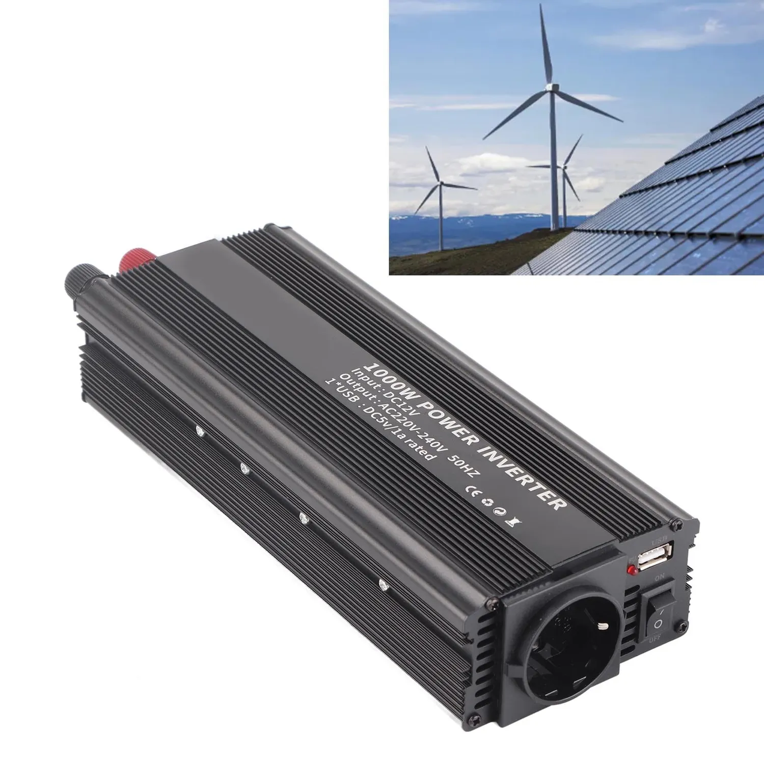 Garosa onduleur sinus pur 12 V 220 V 1000 W en alliage d’aluminium