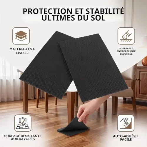 Garosa patins antidérapants carrés noirs, lot de 2 en caoutchouc
