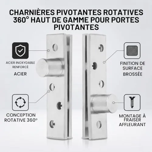 Garosa charnières de meuble pivot 360° lot de 2 inox réglables