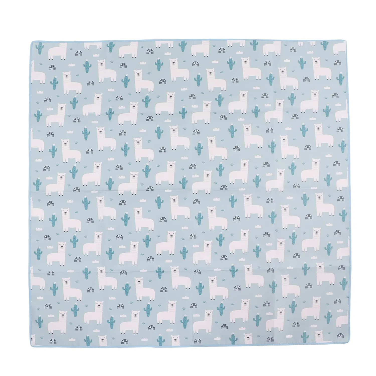 Garosa tapis de jeu bébé réversible 110 × 110 cm bleu rembourré