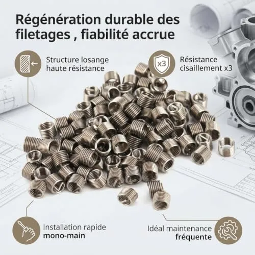 Garosa M5 x 0,8 x 1,5D insert de réparation de filetage inox 100 pièces