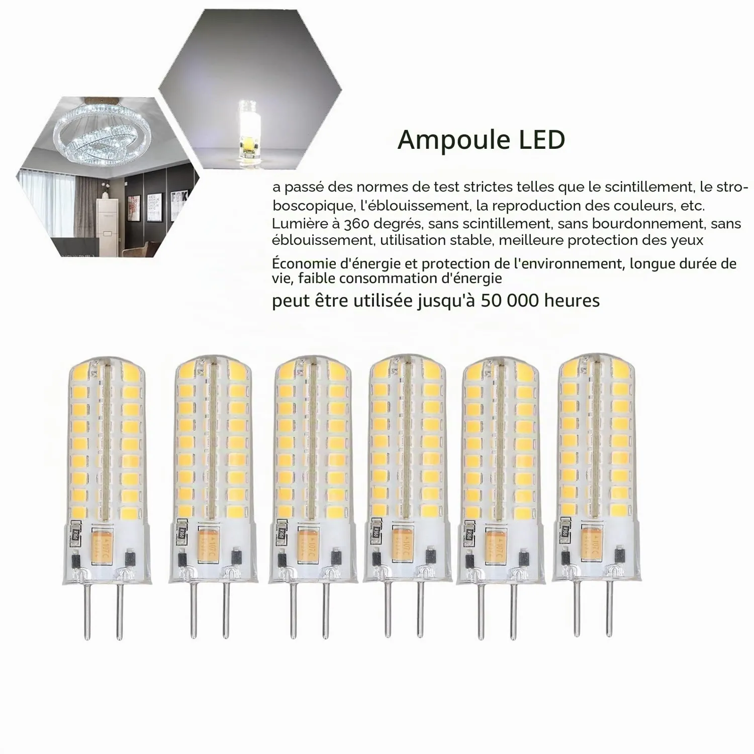 Garosa GY6.35 ampoule LED 7 W lumière chaude, lot de 6