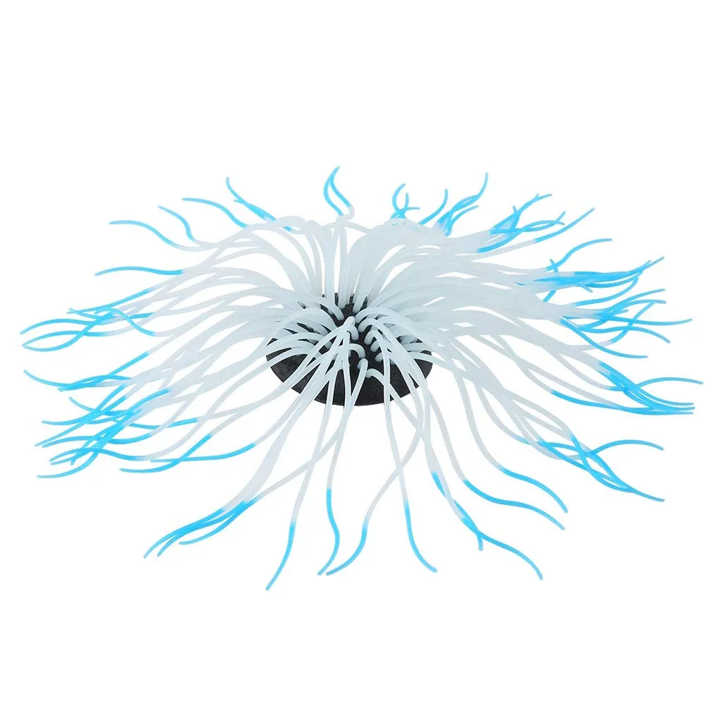 Garosa anémone artificielle d’aquarium bleue en silicone lumineuse