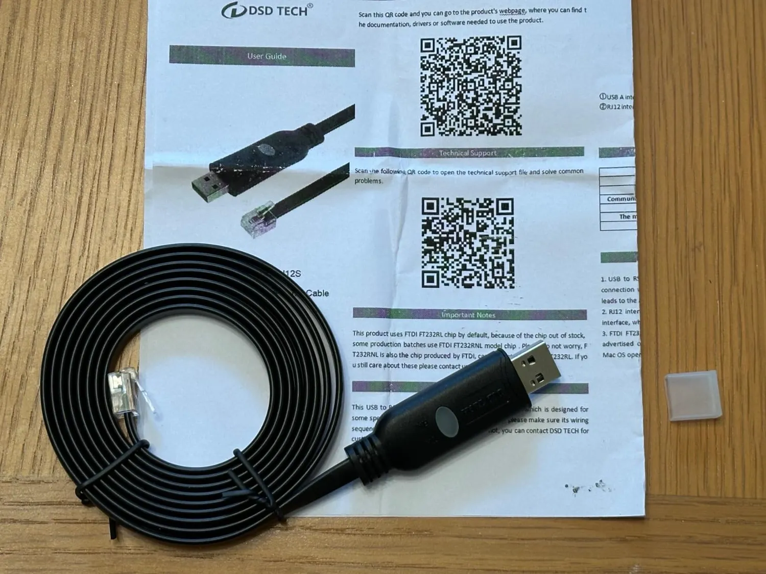 DSD TECH SH-RJ12S câble USB-RJ12 RS485 FTDI 1,8m