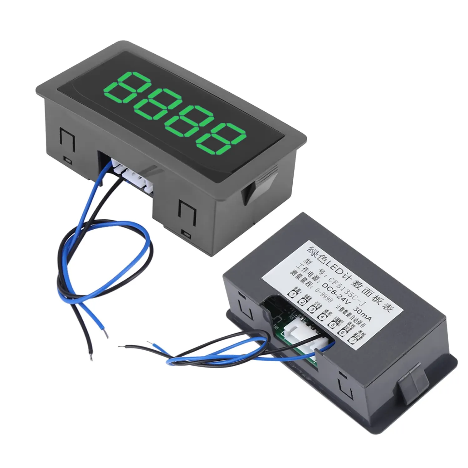 Garosa compteur numérique LED 4 chiffres vert 8-24V