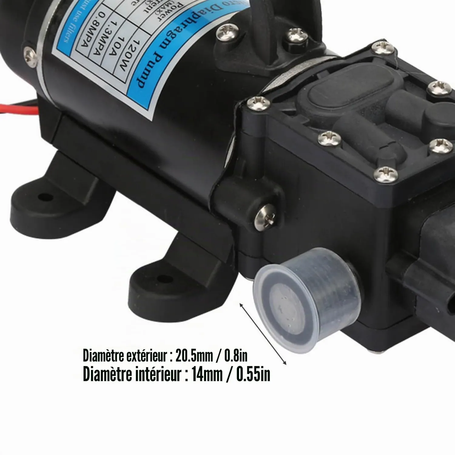 Garosa pompe à eau à diaphragme 12 V 10 L/min 120 W