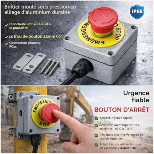 Garosa interrupteur d’arrêt d’urgence IP66 aluminium