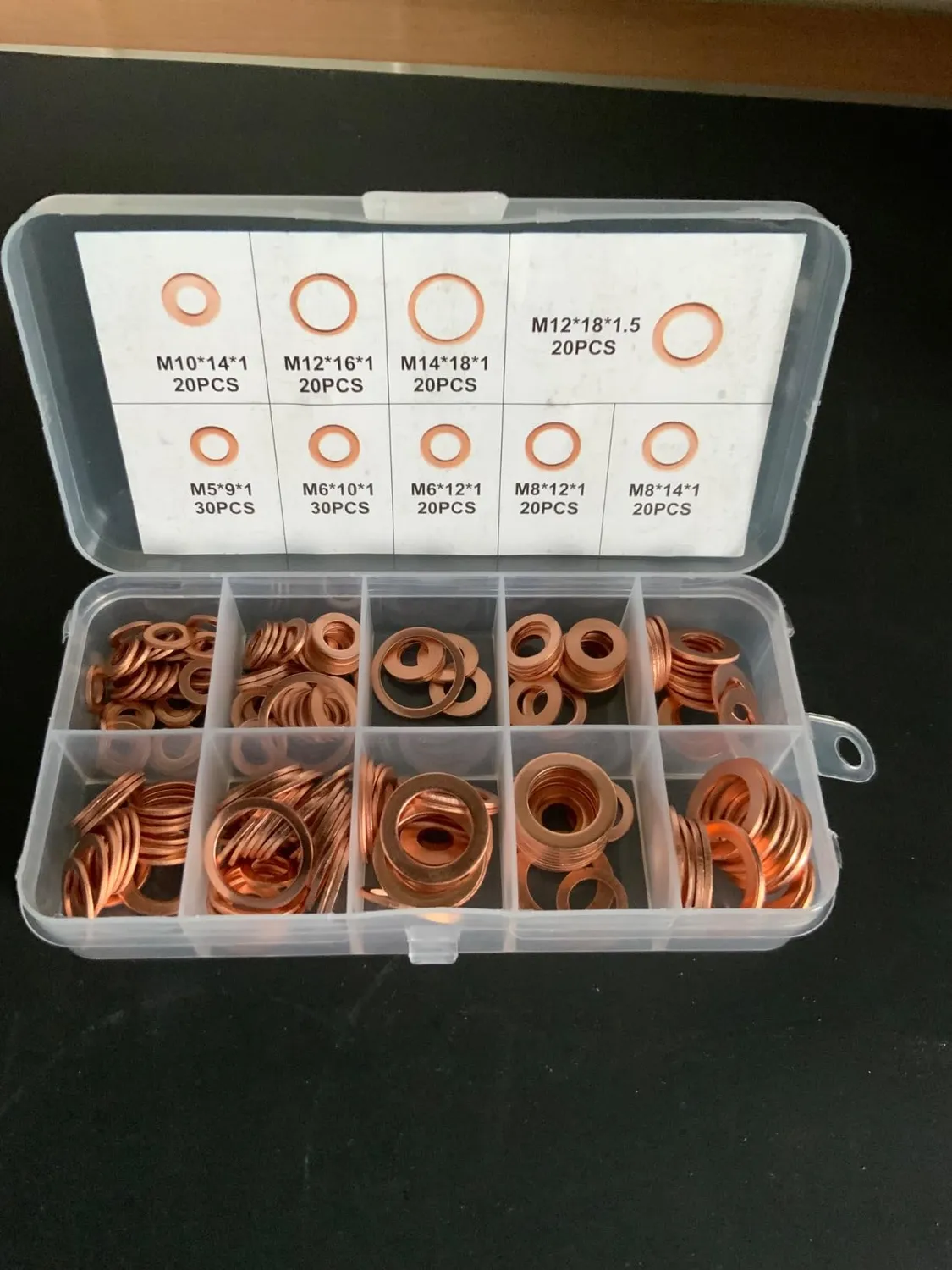 Garosa joints de bouchon de vidange cuivre 200 pièces 9 tailles