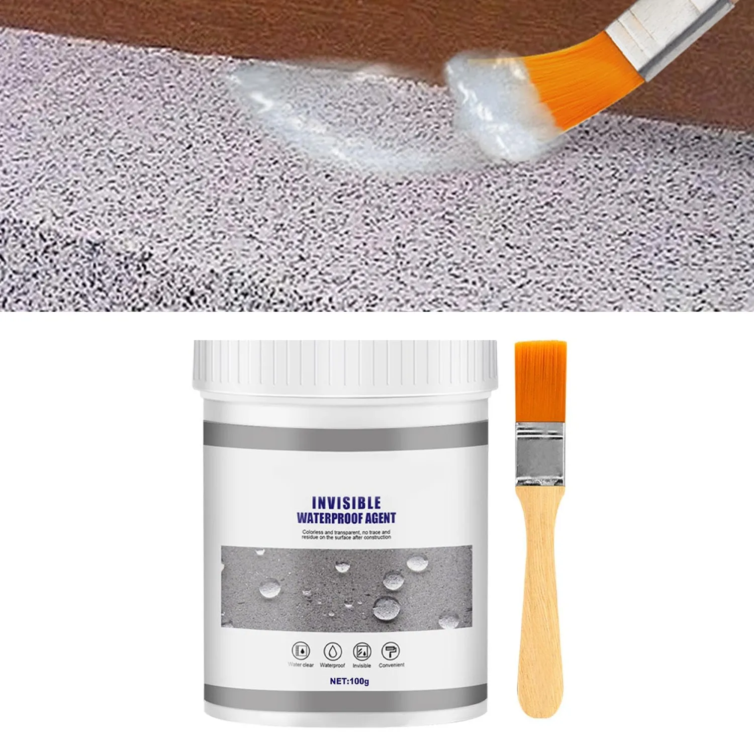 Garosa Mastic Imperméable Transparent 100g avec Brosse