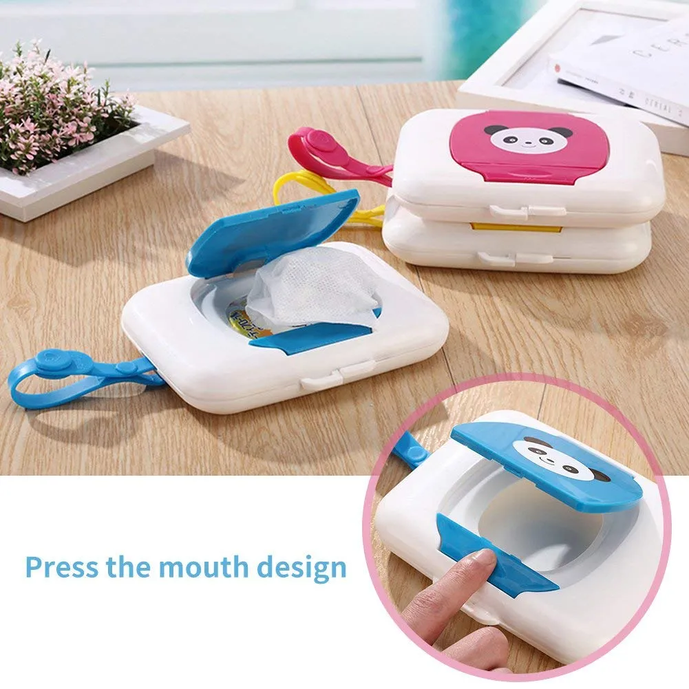 Garosa boîte à lingettes portable blanc et bleu, avec sangle silicone