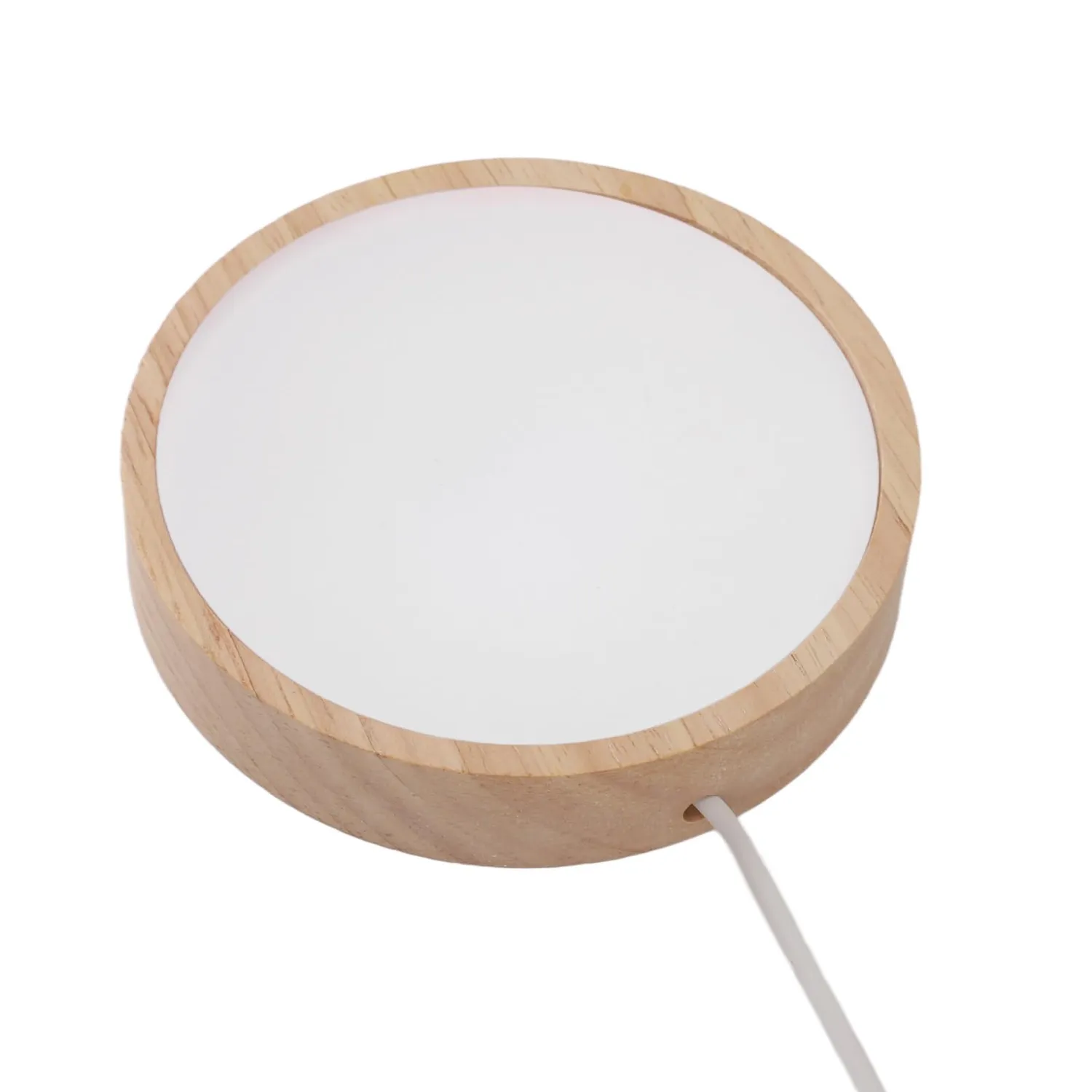 Garosa socle lumineux LED pour cristaux rond USB 5 V, bois naturel