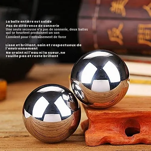Garosa boules Baoding 50 mm en acier inoxydable 304, lot de 2