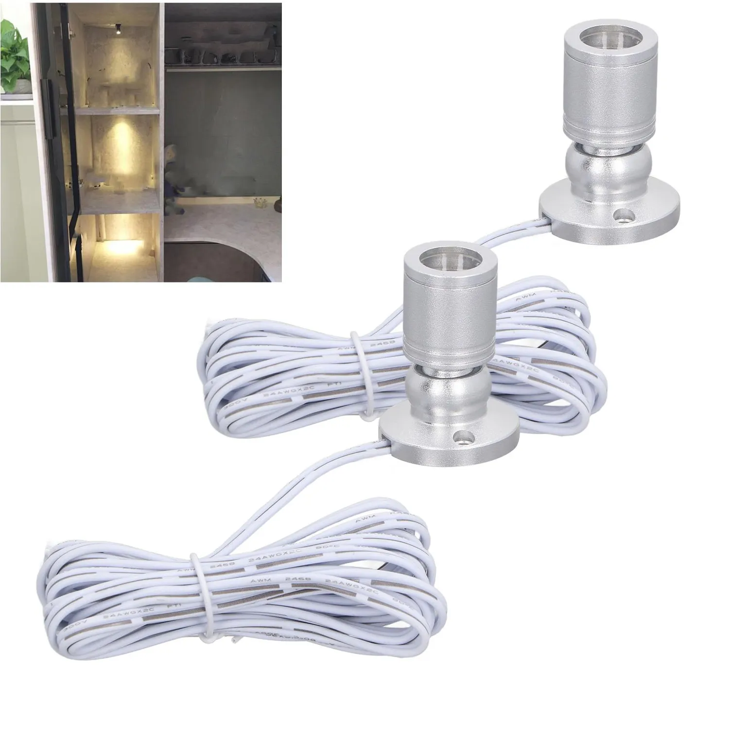 Garosa mini spot LED USB 5V intensité variable silver 2 spots
