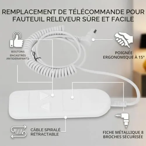 Garosa télécommande de fauteuil releveur 2 boutons 8 broches