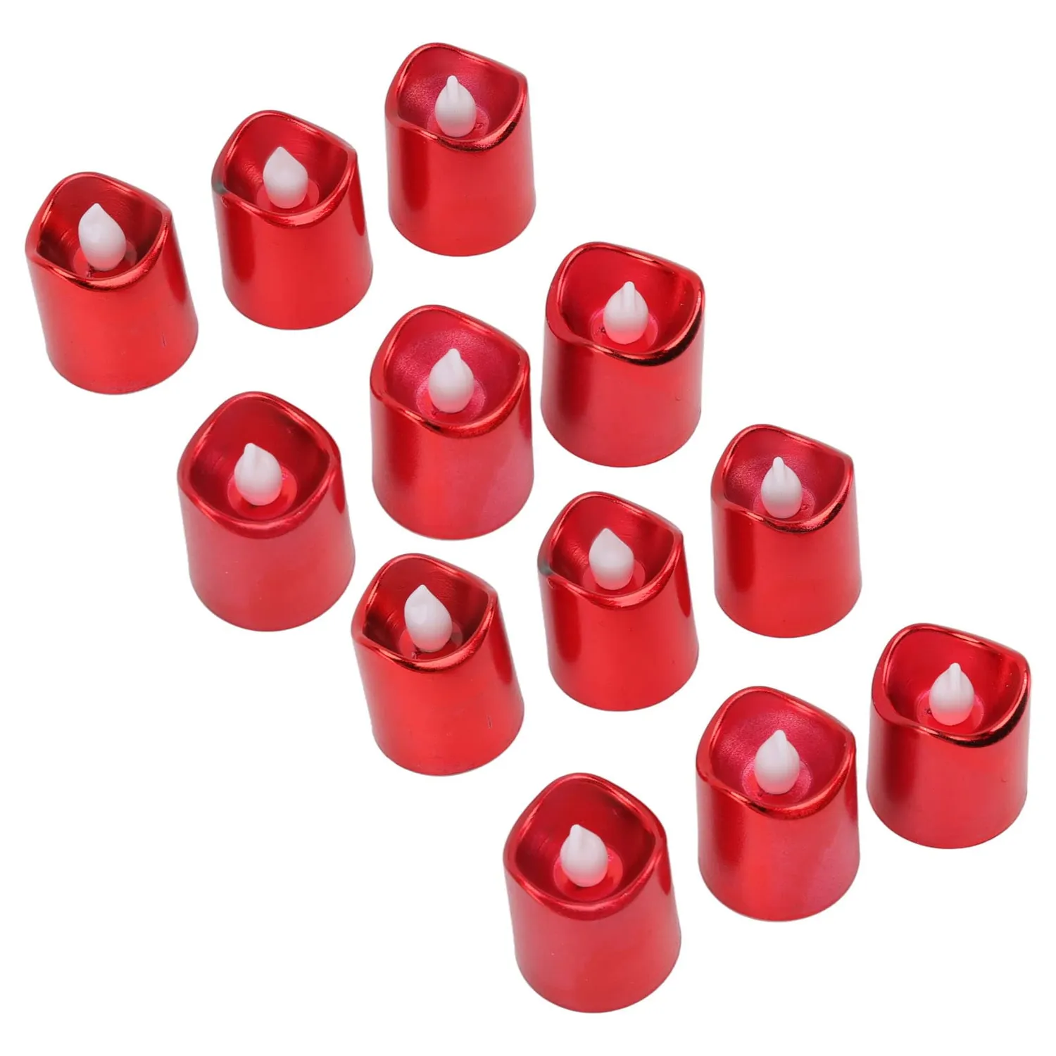 Garosa Bougies chauffe-plat LED rouges 12 pièces lumière chaude