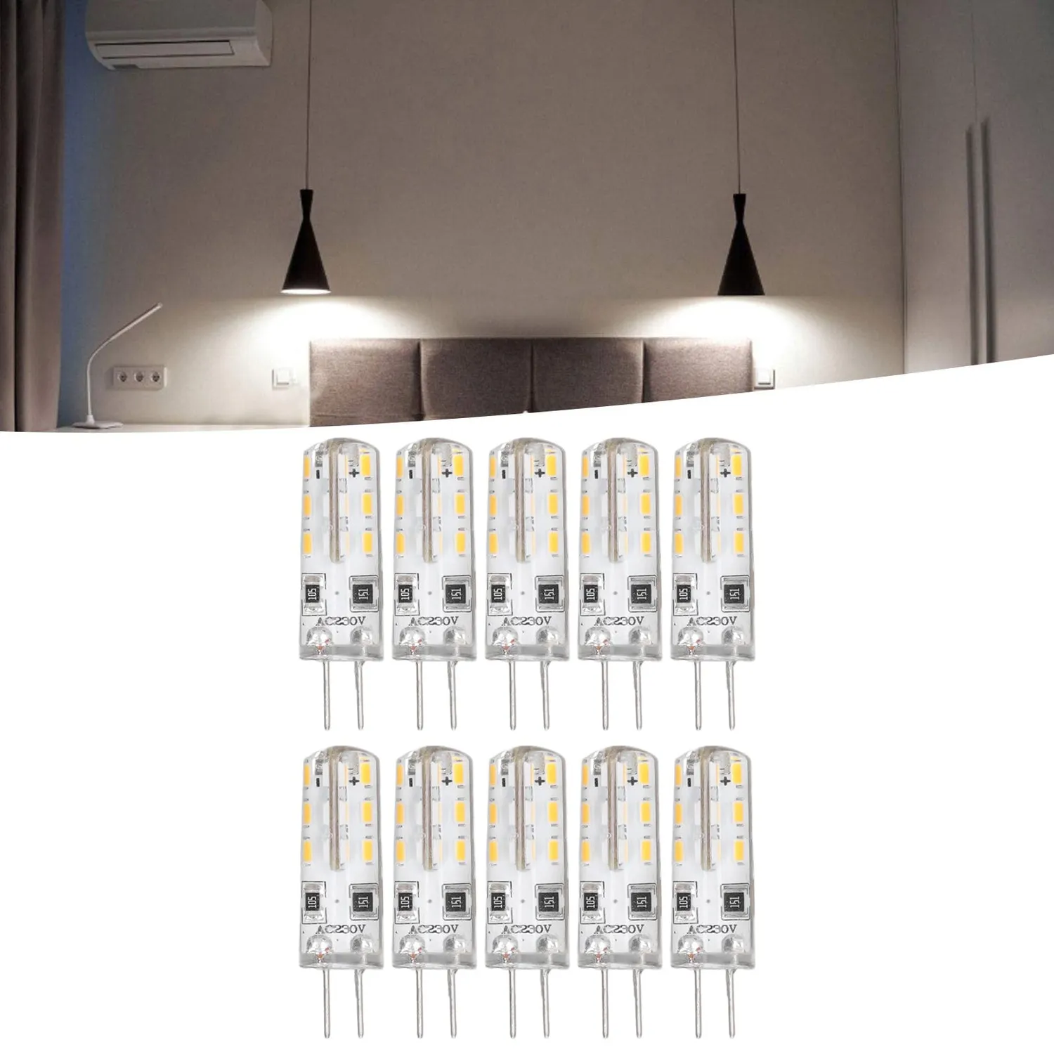 Garosa ampoules LED G4 3000K 1,5W 220V lot de 10 blanc chaud