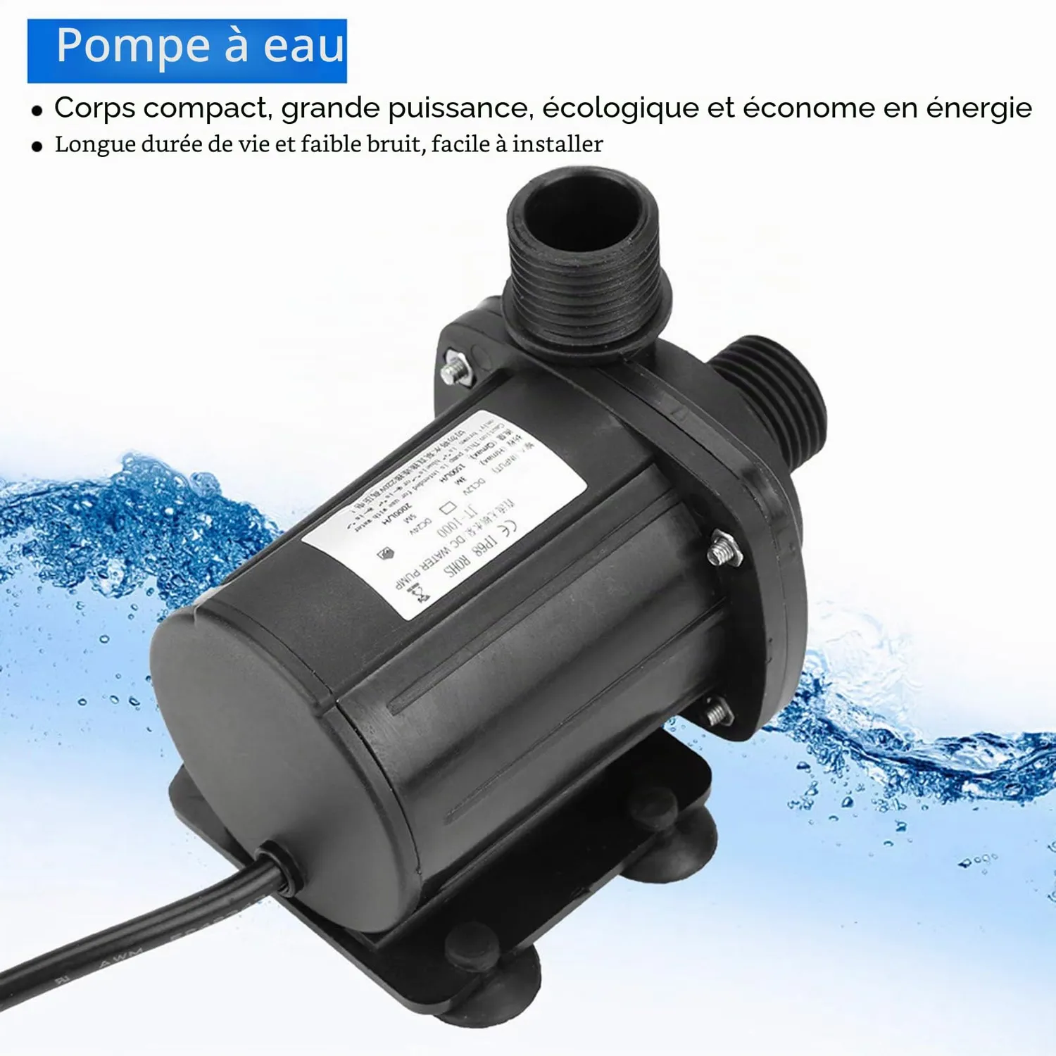 Garosa JT-1000B-24 pompe à eau 24 V 2000 l/h silencieuse