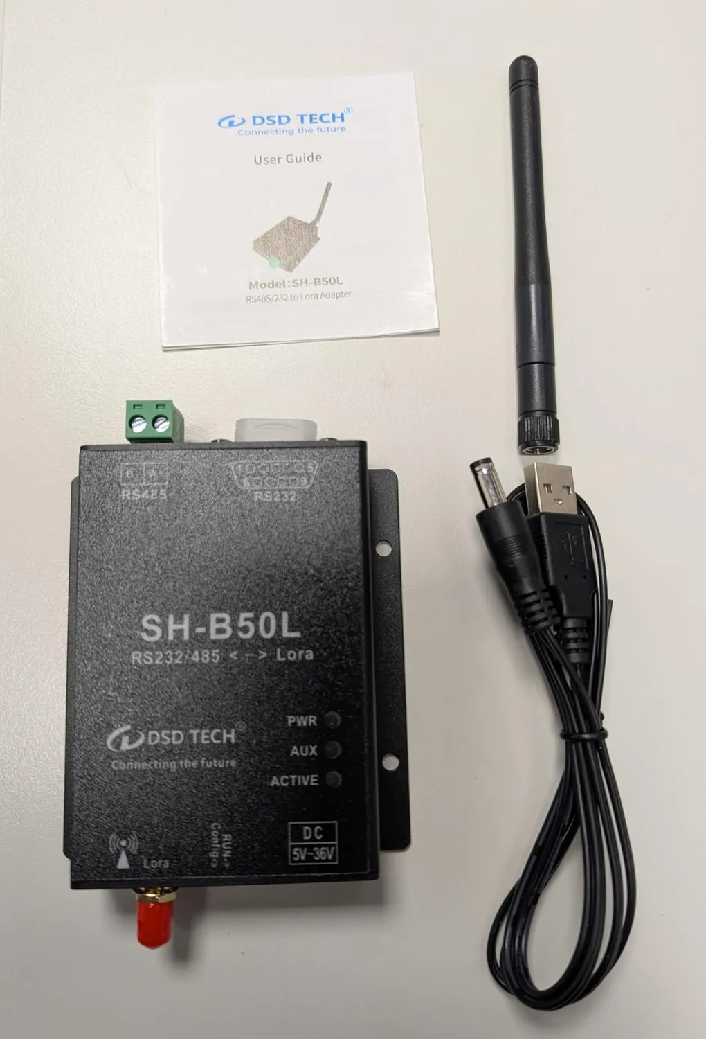 PLC Tech SH-B50L adaptateur LoRa RS485/RS232 5–24 V industriel