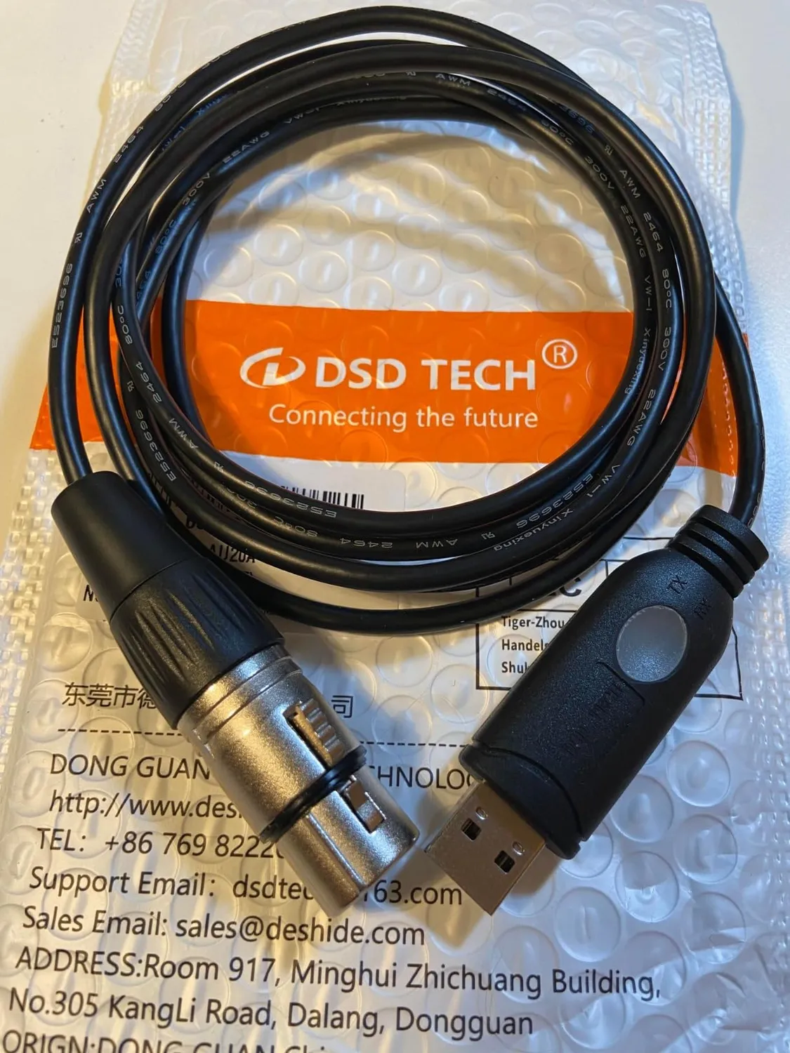 DSD TECH SH-AU20A câble USB vers XLR 1,8 m pour micro dynamique
