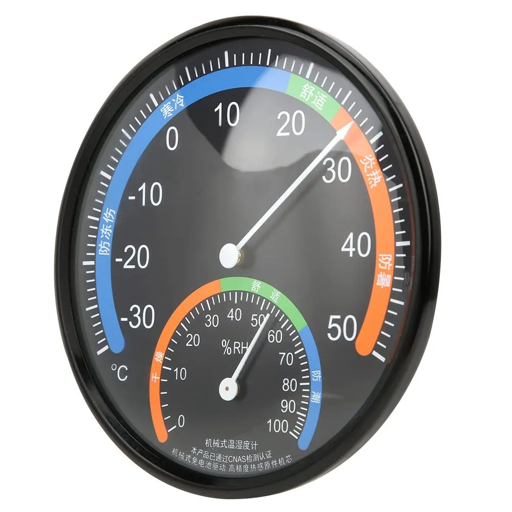 Garosa Thermomètre mural rond avec hygromètre extérieur