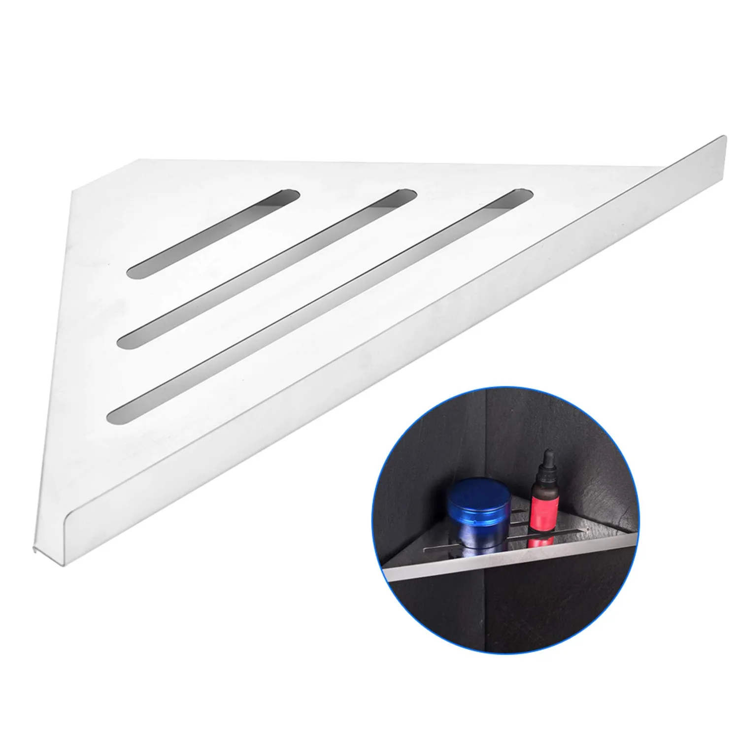Garosa étagère d’angle de douche triangulaire inox à percer