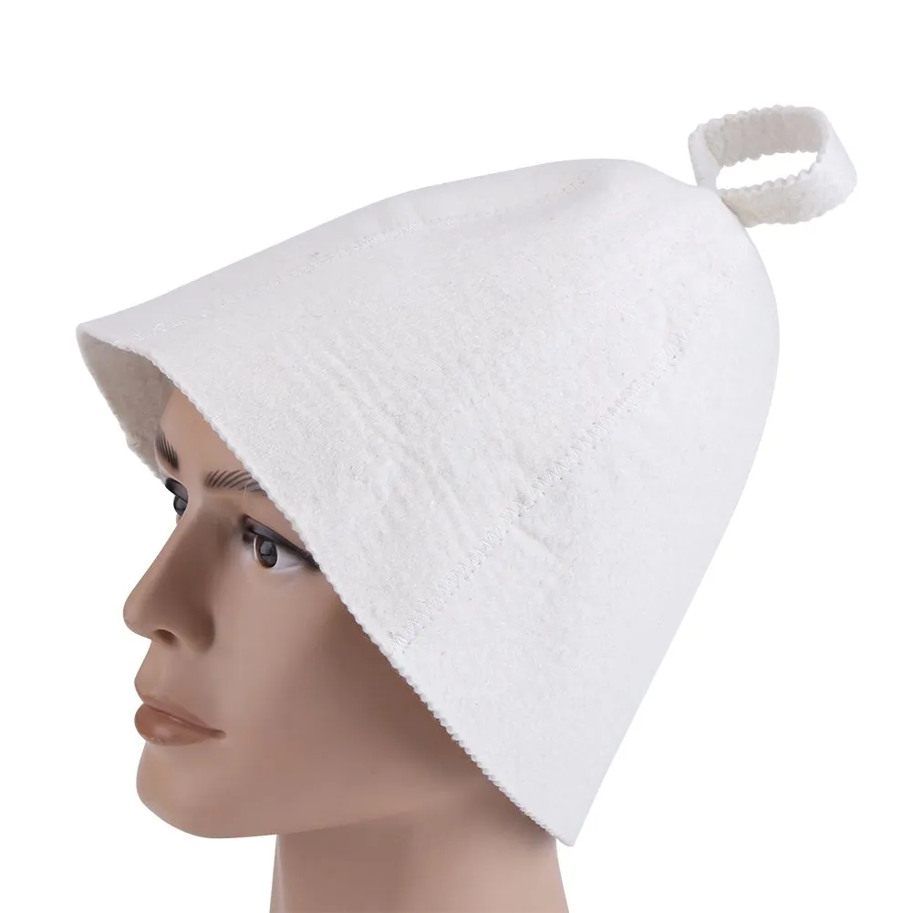 Garosa bonnet de sauna en feutre de laine blanc