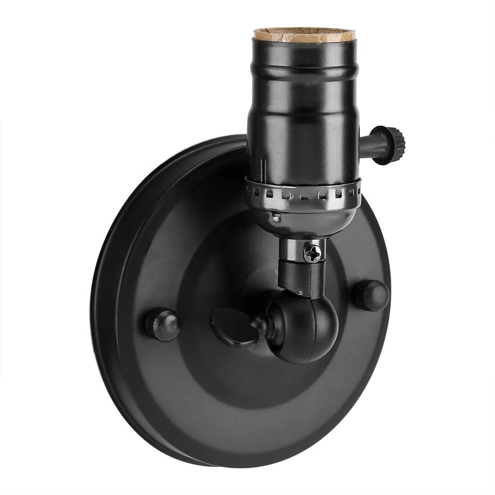 Garosa applique murale E27 noire avec interrupteur en métal