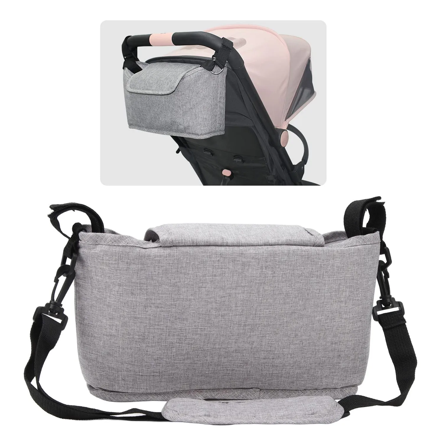 Garosa organiseur poussette tissu Oxford gris 33,5x20 cm