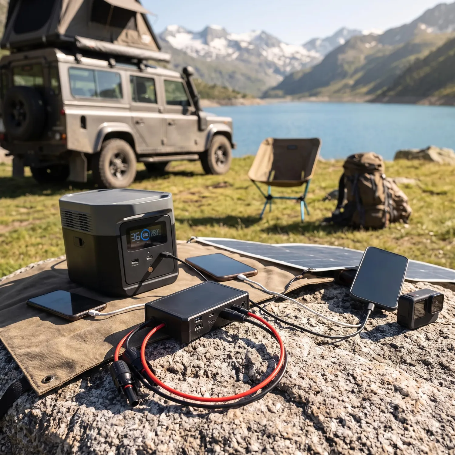 Garosa Convertisseur panneau solaire USB avec ports USB-C et DC