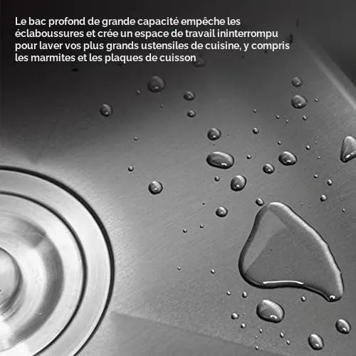 Garosa mini évier rond 30 cm en inox avec crépine et raccord de vidange