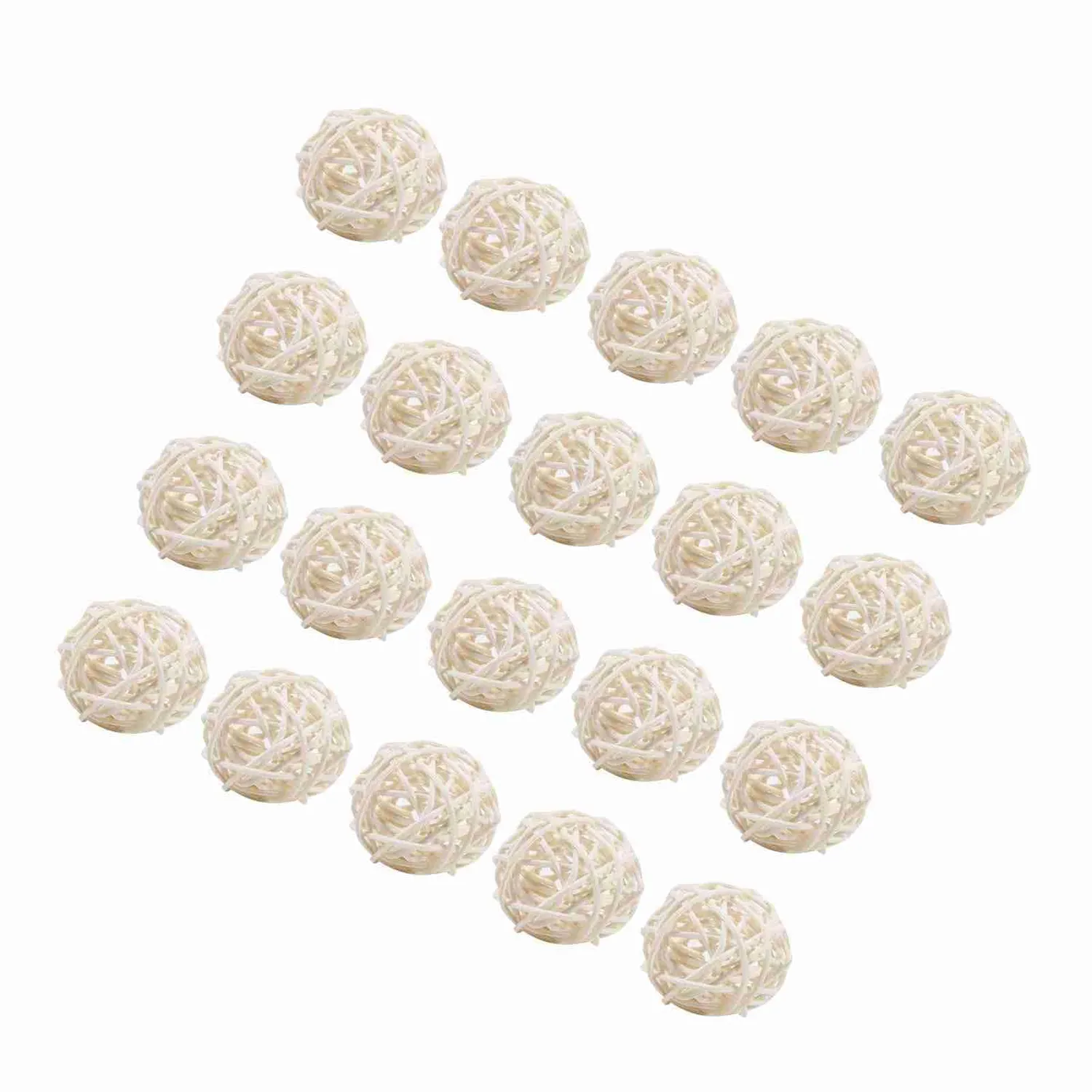 Garosa boules en rotin décoratives blanches lot de 20