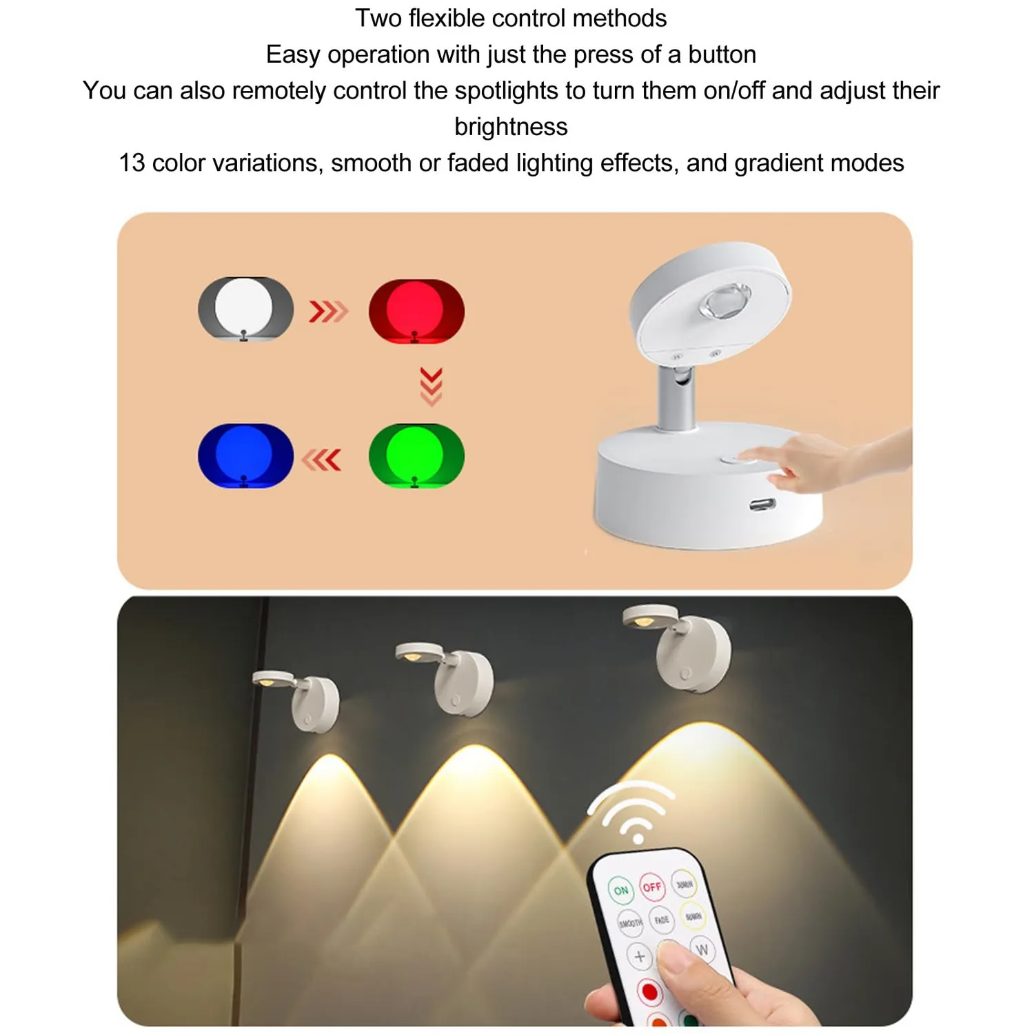 Garosa spot LED accent RGB 13 couleurs télécommande