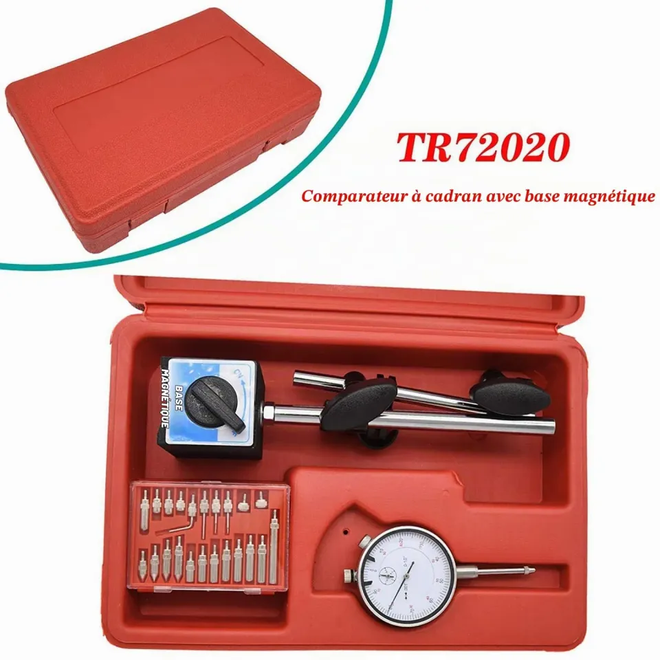 Garosa kit comparateur à cadran 0-1 pouce base magnétique