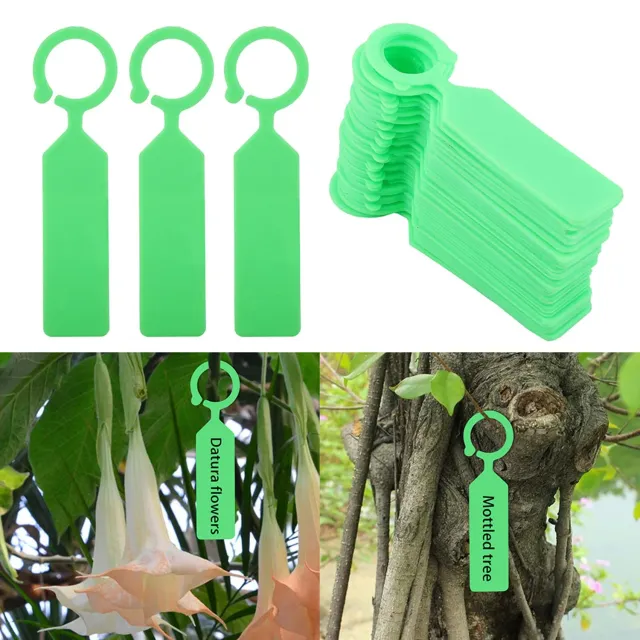 Garosa étiquettes de plantes suspendues 100 pièces blanc vert PVC