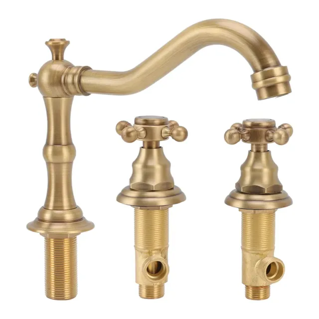 Garosa Robinet Lavabo 3 Trous Laiton Antique Double Poignée