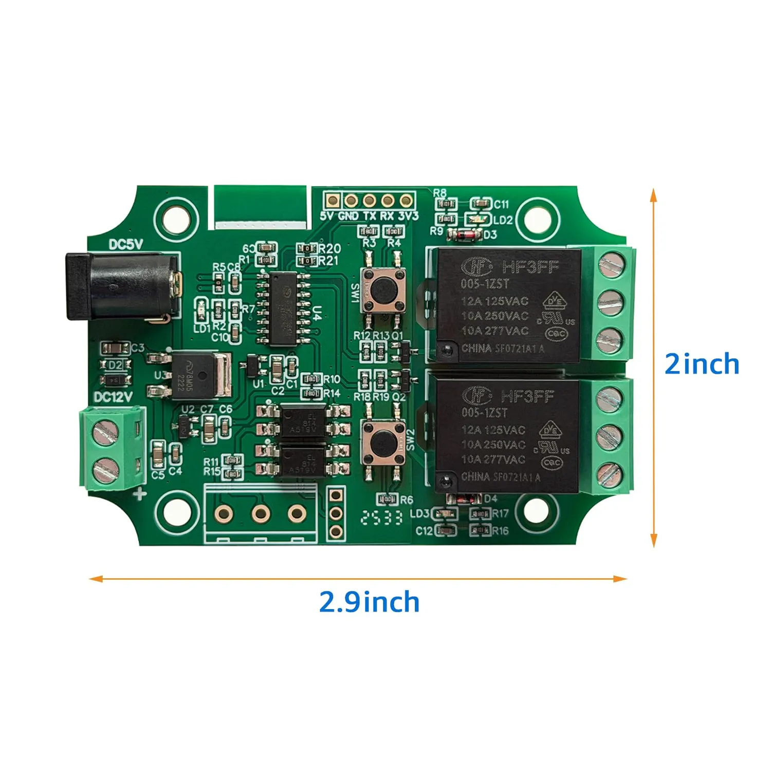 PLC Tech DSD TECH module relais Bluetooth 2 canaux 5 V/12 V